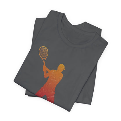 Tennis Player Silhouette Tee — Gradient Racket Sports T‑Shirt