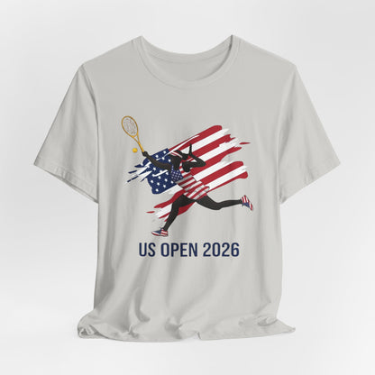 US Open 2026 Tennis T‑Shirt — American Flag Tennis Player Graphic Tee