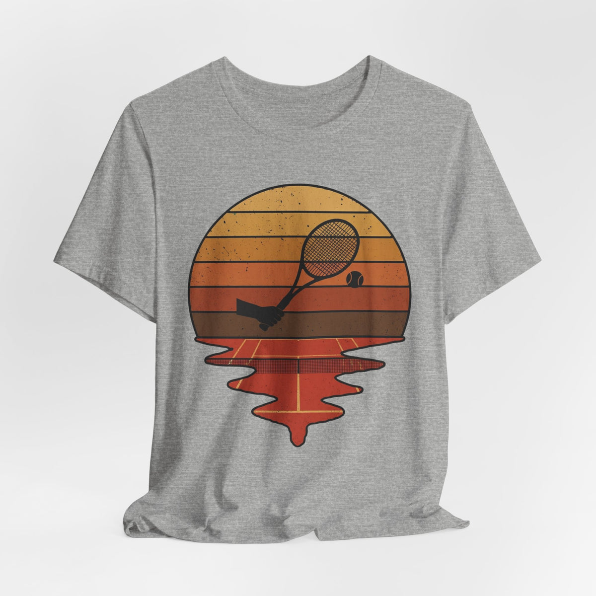 Retro Tennis Sunset Tee — Vintage Racket & Ball Graphic T‑Shirt