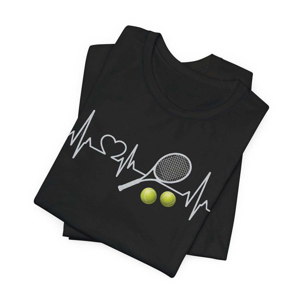 Tennis Heartbeat Tee – Racket & Tennis Ball Graphic Shirt