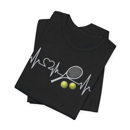 Tennis Heartbeat Tee – Racket & Tennis Ball Graphic Shirt