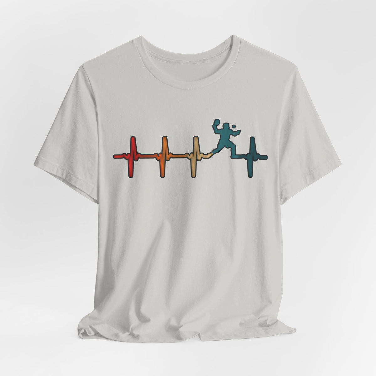 Heartbeat Tennis T‑Shirt — Colorful Surf Pulse Graphic Tee