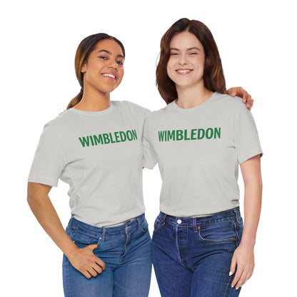 Wimbledon Classic Logo Tee — Green Text Tennis T‑Shirt