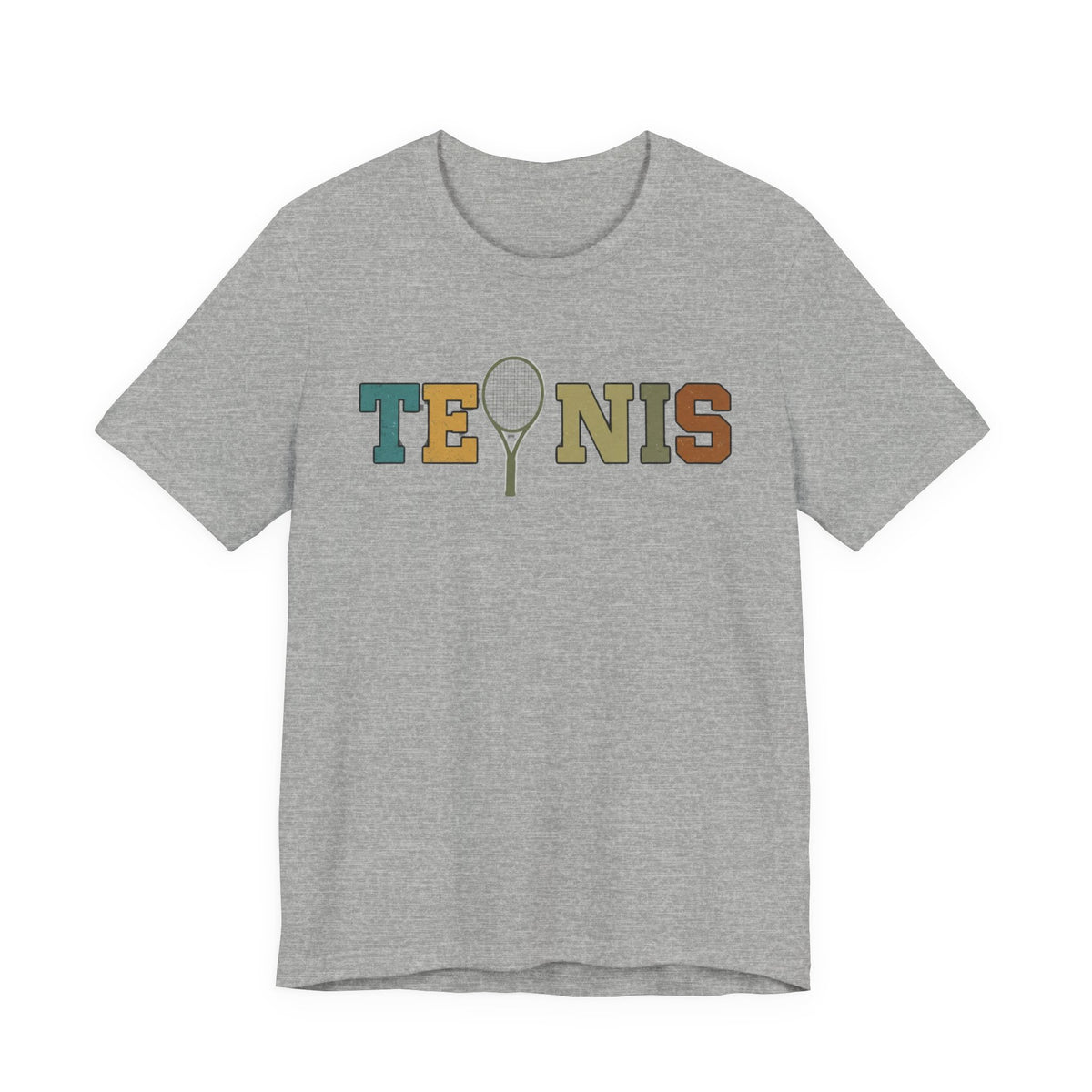 Tennis Retro Graphic Tee — Vintage Racket Lettering Shirt