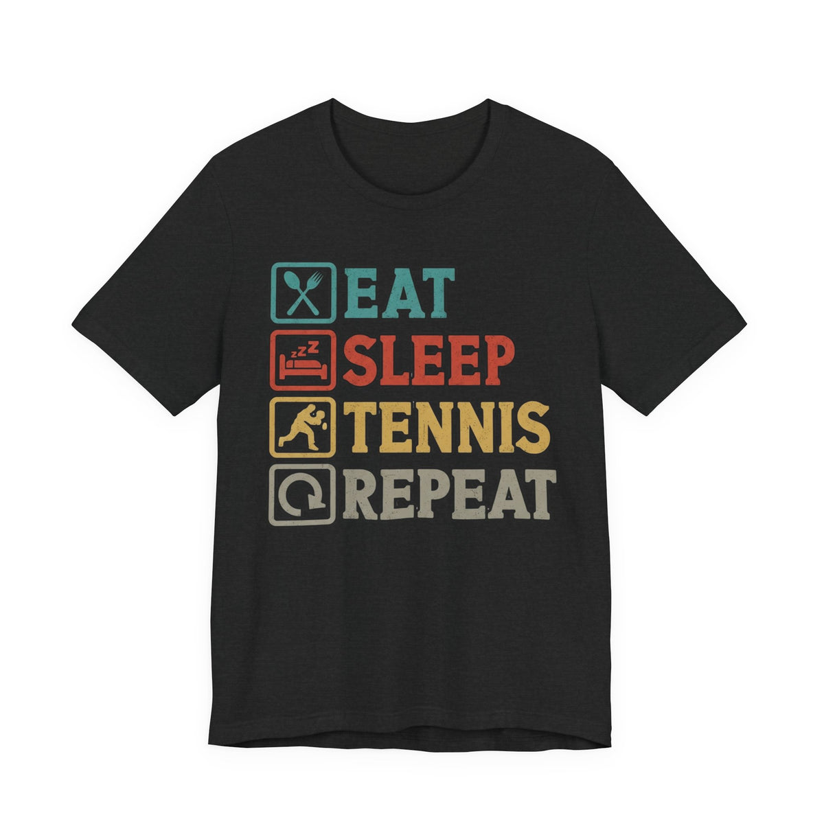 Tennis Tee — "Eat Sleep Tennis Repeat" Vintage Graphic Shirt