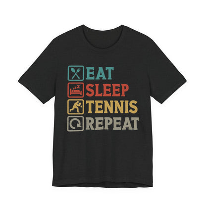 Tennis Tee — "Eat Sleep Tennis Repeat" Vintage Graphic Shirt