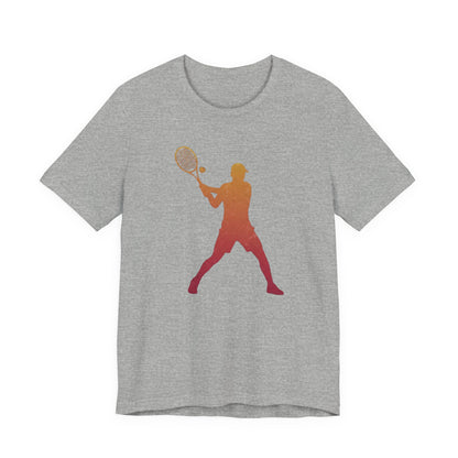 Tennis Player Silhouette Tee — Sunset Racket Graphic Shirt