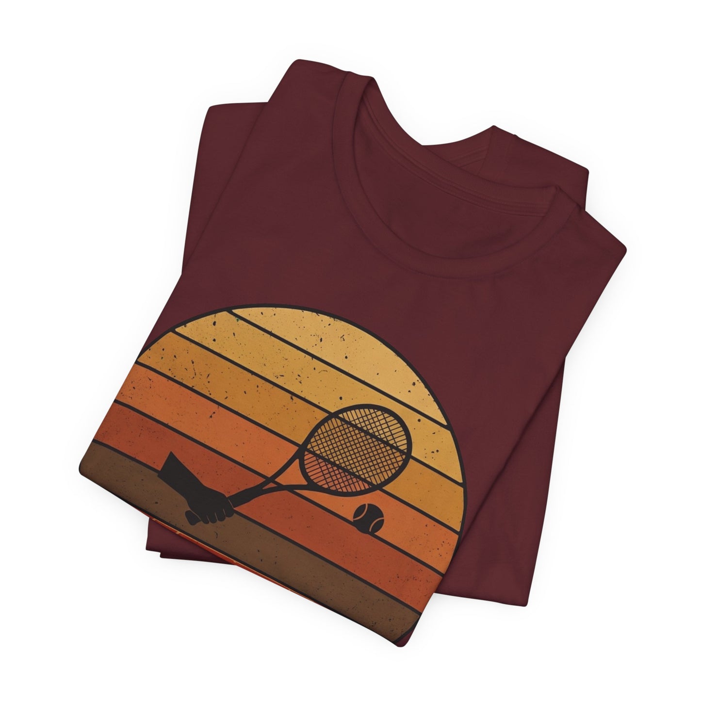 Retro Tennis Sunset Tee — Vintage Racket & Ball Graphic T‑Shirt