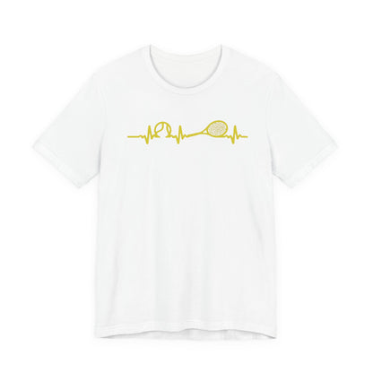 Tennis Heartbeat Tee — Minimal Tennis Racket ECG Graphic T-Shirt