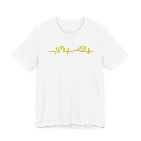 Tennis Heartbeat Tee — Minimal Tennis Racket ECG Graphic T-Shirt