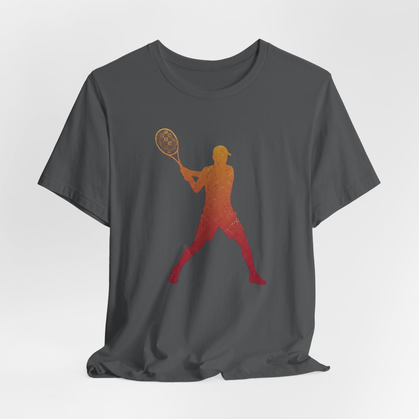 Tennis Player Silhouette Tee — Gradient Racket Sports T‑Shirt