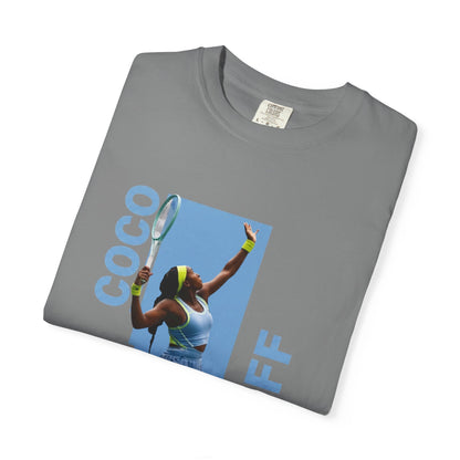 Coco Gauff T-Shirt — Retro Tennis Serve Graphic