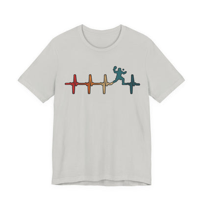 Heartbeat Tennis T‑Shirt — Colorful Surf Pulse Graphic Tee