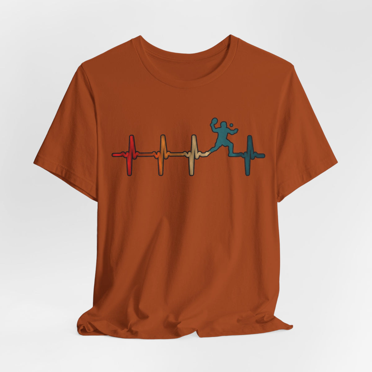 Heartbeat Tennis T‑Shirt — Colorful Surf Pulse Graphic Tee