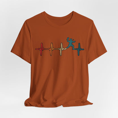 Heartbeat Tennis T‑Shirt — Colorful Surf Pulse Graphic Tee