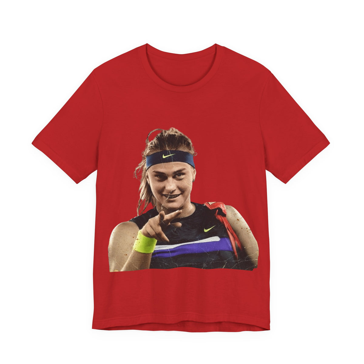 Tennis Player Sabalenka Graphic Tee — Pointing Victory Photo T‑Shirt