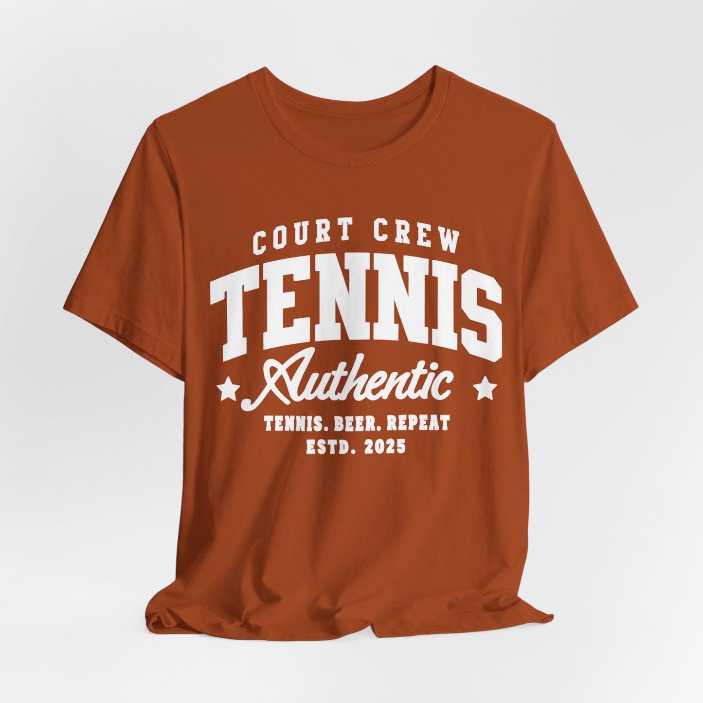 Tennis Court Crew Tee — "Tennis Authentic: Tennis. Beer. Repeat." Graphic Shirt