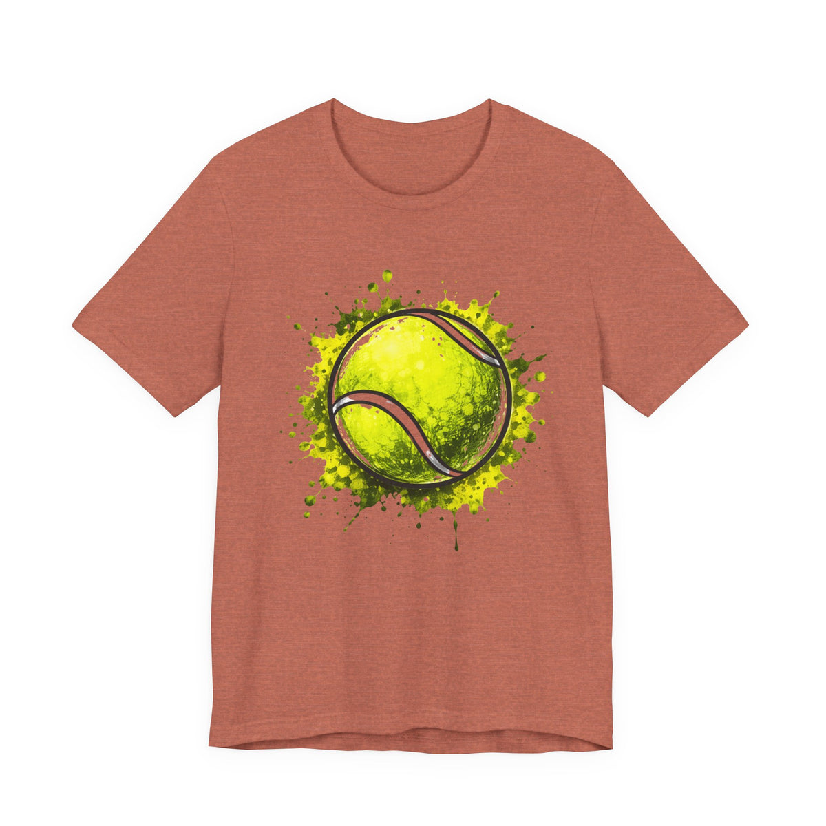 Tennis Tee — Watercolor Ball & Cartoon Player Short Sleeve Shirt