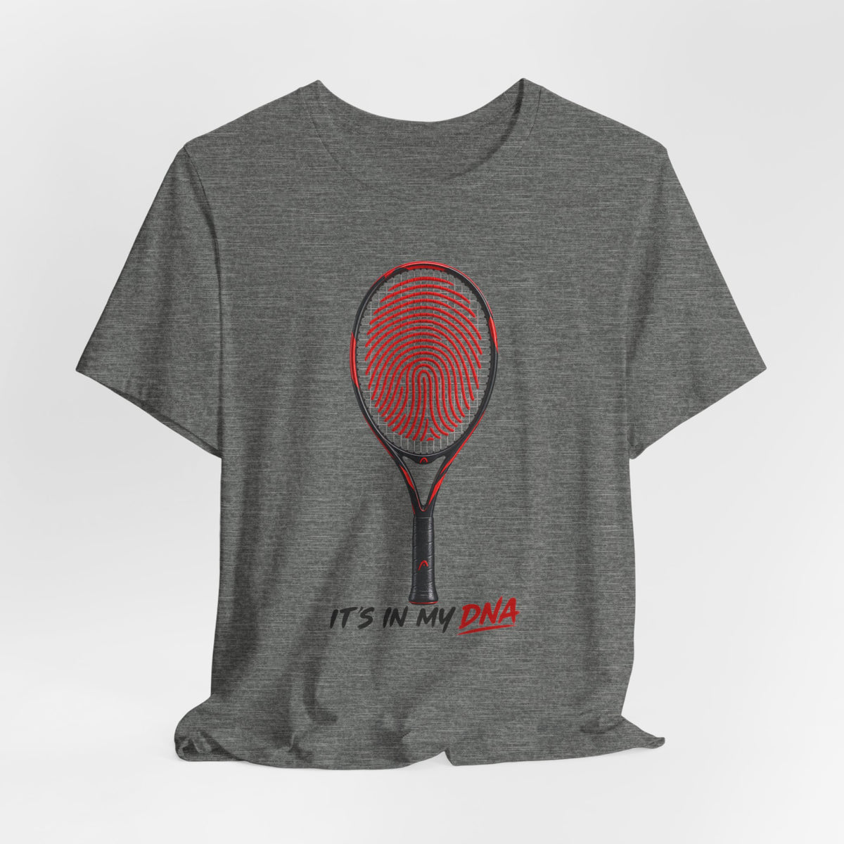 Tennis T‑Shirt — "It's In My DNA" Racket Fingerprint Tee