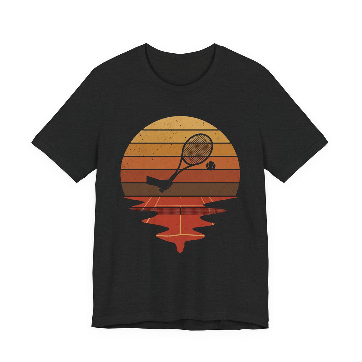 Retro Tennis Sunset Tee — Vintage Racket & Ball Graphic T‑Shirt
