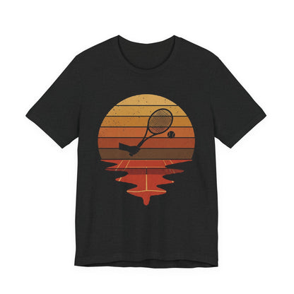 Retro Tennis Sunset Tee — Vintage Racket & Ball Graphic T‑Shirt