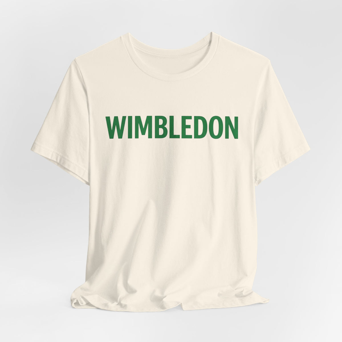 Wimbledon Classic Logo Tee — Green Text Tennis T‑Shirt
