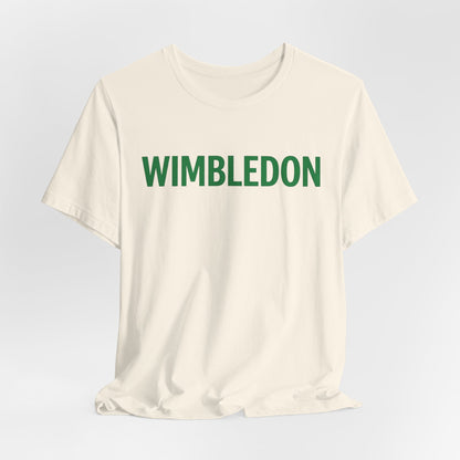 Wimbledon Classic Logo Tee — Green Text Tennis T‑Shirt