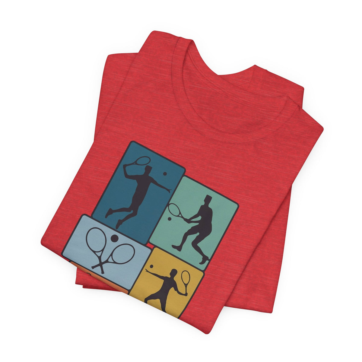 Tennis Silhouette Graphic Tee — Color Block Racket Players