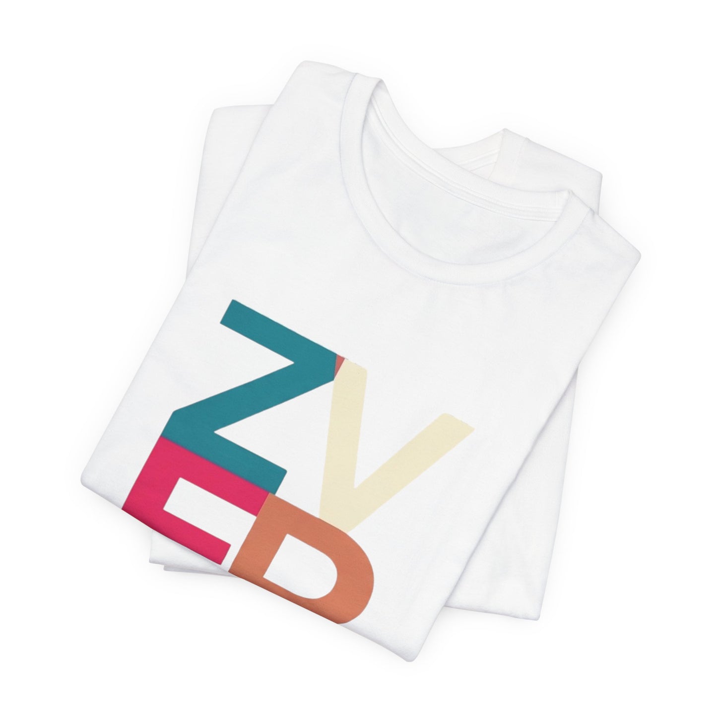 Retro Colorblock 'ZVEREV' Graphic Tee — Modern Minimalist Lettering Shirt