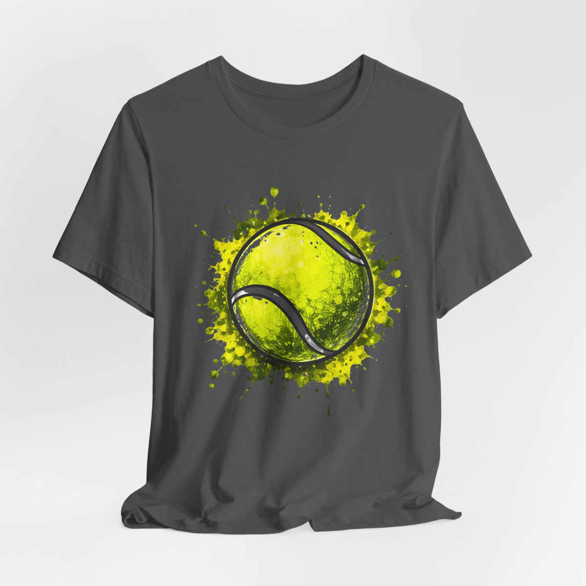 Tennis Tee — Watercolor Ball & Cartoon Player Short Sleeve Shirt