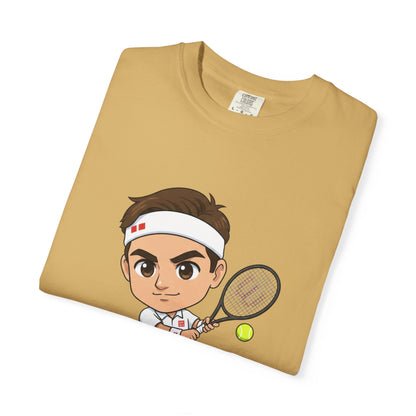Federer Cartoon Tennis T-Shirt — Retro Athlete Graphic Tee