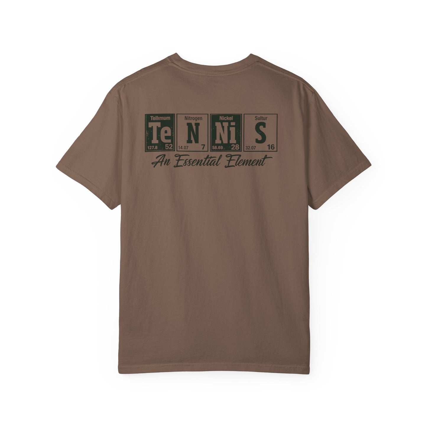 Tennis Graphic T-Shirt — 'Tennis: An Essential Element' Vintage Player Collage