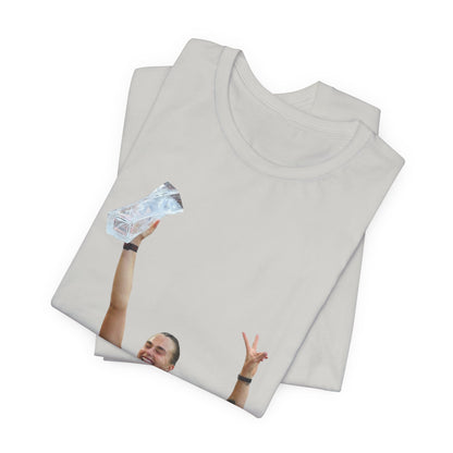Aryna Sabalenka Champion Victory T-Shirt — Athlete Holding Trophy Tee