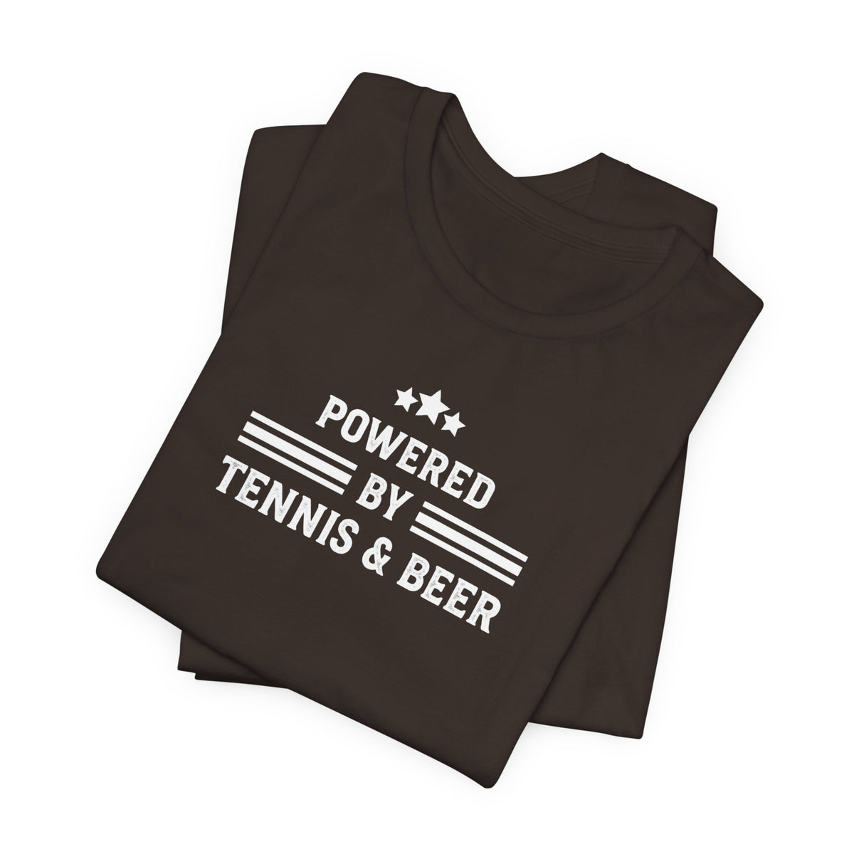 T-Shirt — "Powered by Tennis & Beer" Graphic Tee