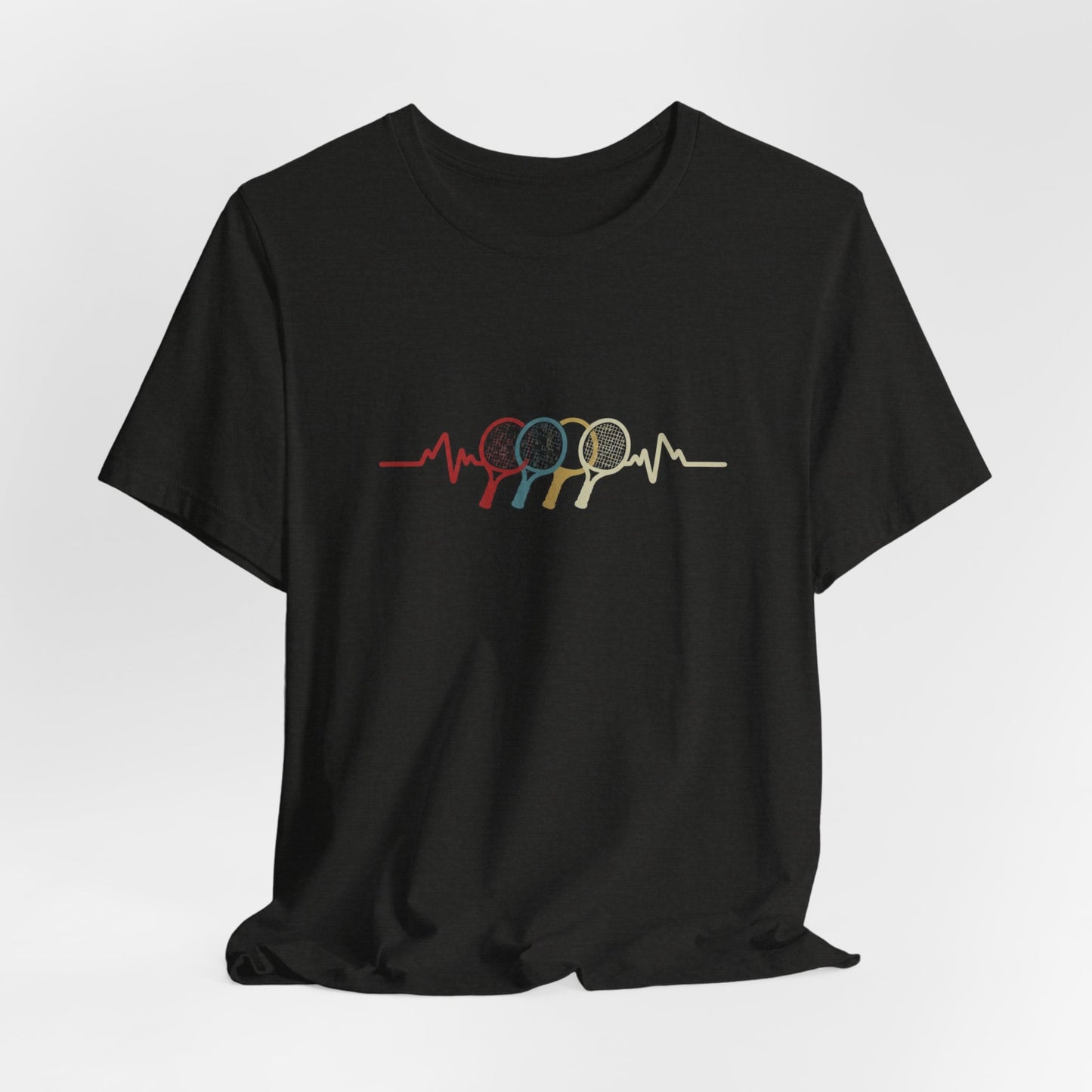 Tennis Heartbeat Tee — Retro Racket Line Art T-Shirt