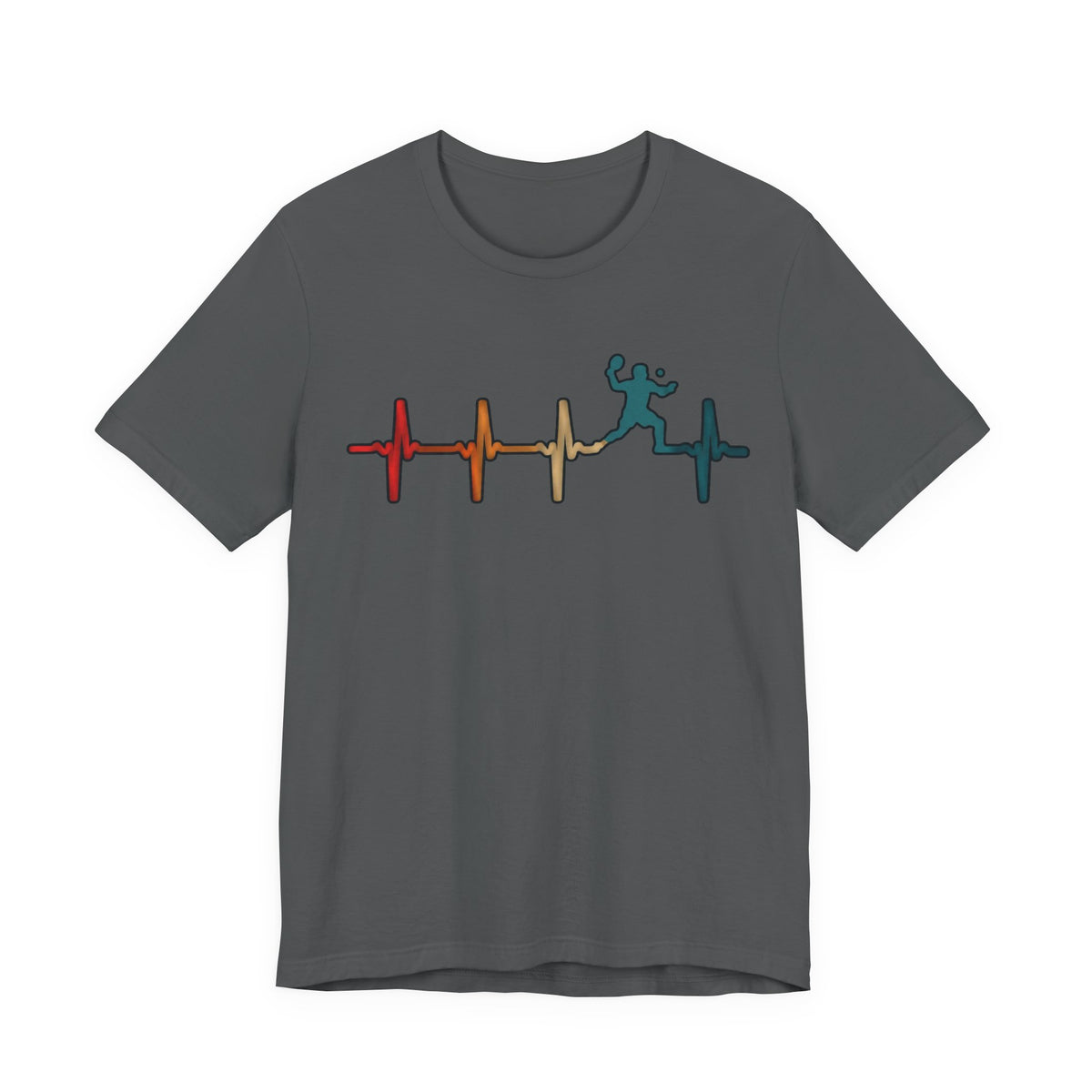 Heartbeat Tennis T‑Shirt — Colorful Surf Pulse Graphic Tee