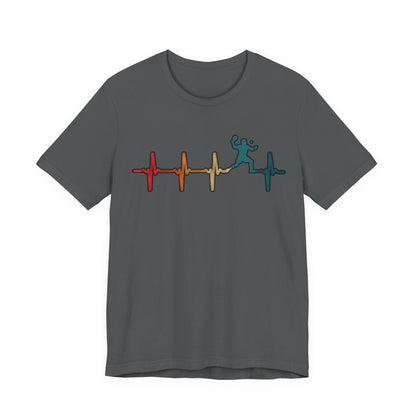 Heartbeat Tennis T‑Shirt — Colorful Surf Pulse Graphic Tee