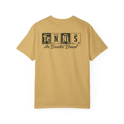 Tennis Graphic T-Shirt — 'Tennis: An Essential Element' Vintage Player Collage