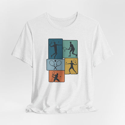 Tennis Silhouette Graphic Tee — Color Block Racket Players