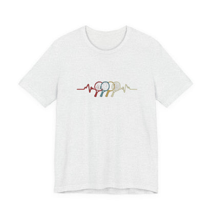 Tennis Heartbeat Tee — Retro Racket Line Art T-Shirt
