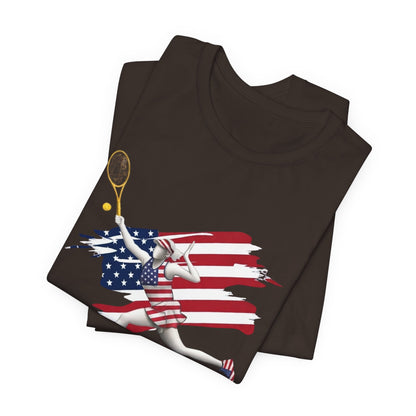 US Open 2026 Tennis Tee — American Flag Tennis Player Graphic T-Shirt
