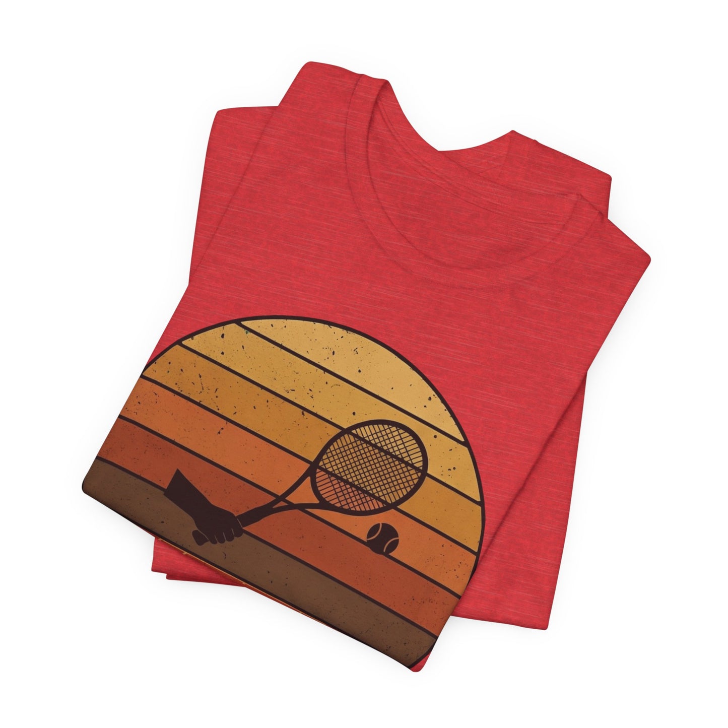 Retro Tennis Sunset Tee — Vintage Racket & Ball Graphic T‑Shirt