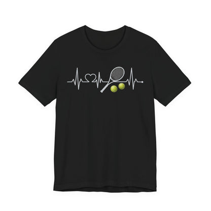 Tennis Heartbeat Tee – Racket & Tennis Ball Graphic Shirt