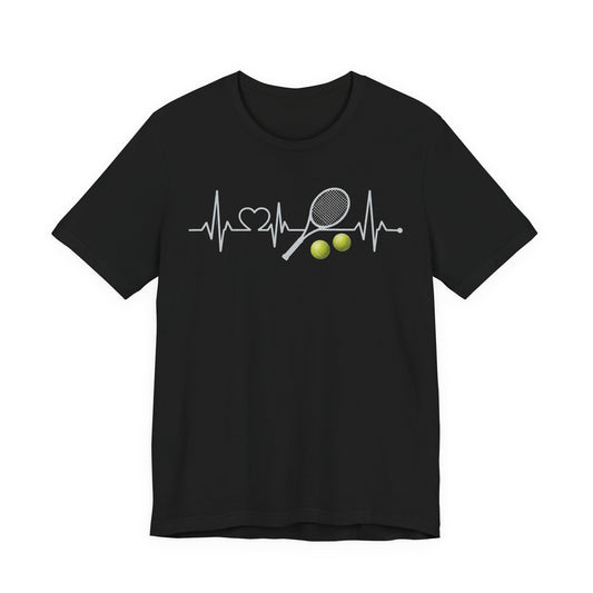Tennis Heartbeat Tee – Racket & Tennis Ball Graphic Shirt