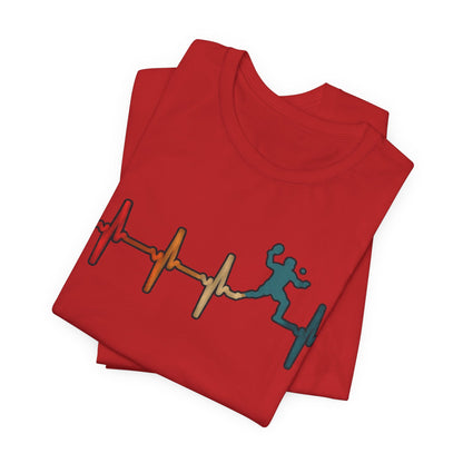 Heartbeat Tennis T‑Shirt — Colorful Surf Pulse Graphic Tee