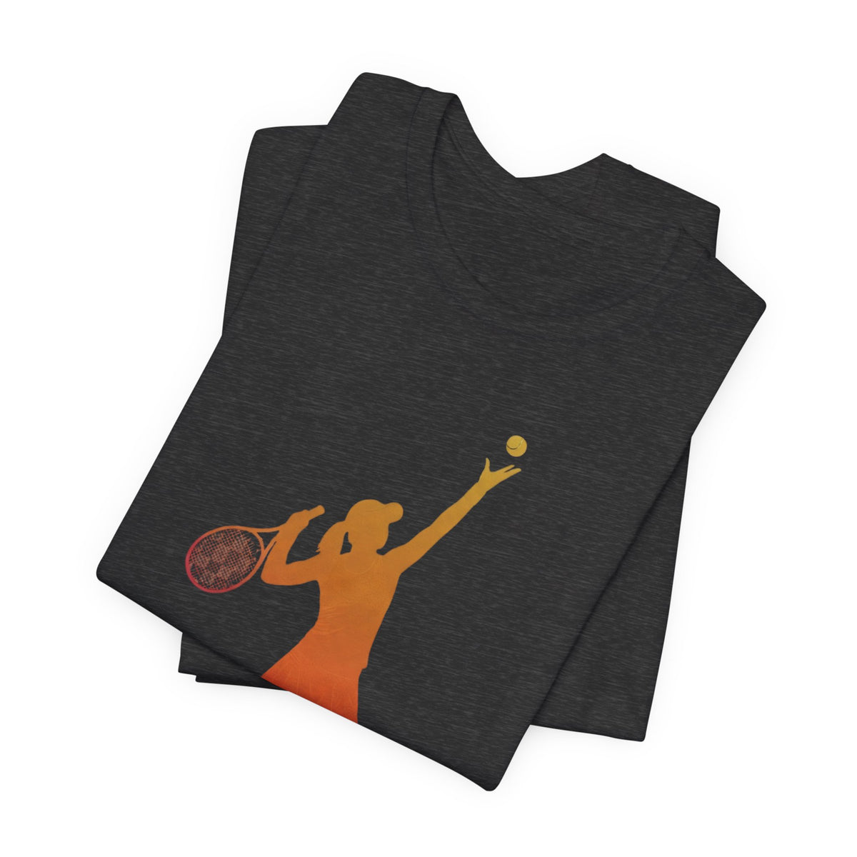 Tennis Serve Silhouette Tee — Gradient Female Tennis Player Graphic T‑Shirt
