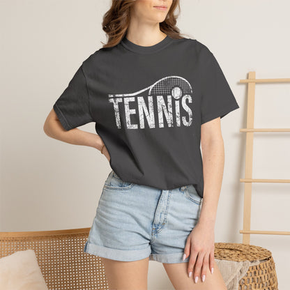 Tennis Vintage Graphic T-Shirt — Distressed Racket & Ball Tee