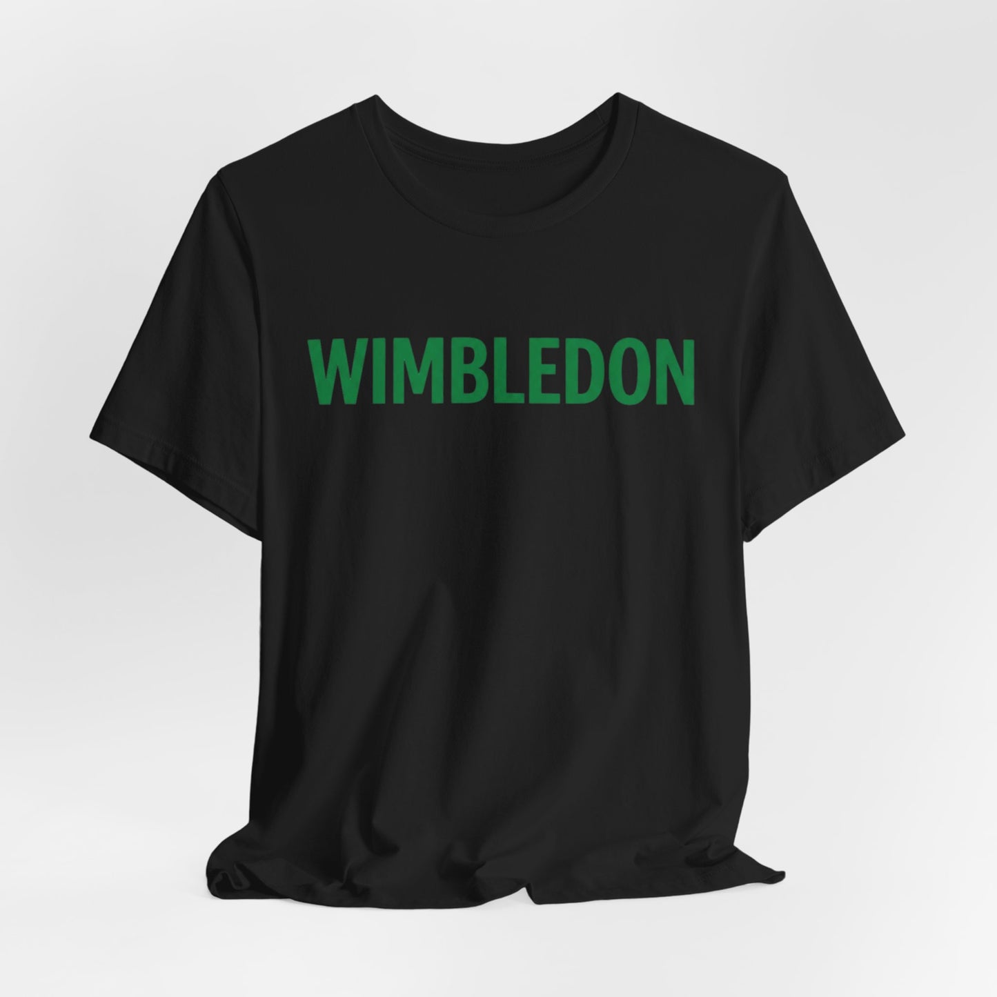 Wimbledon Classic Logo Tee — Green Text Tennis T‑Shirt