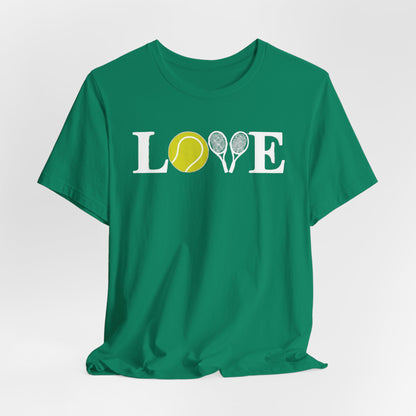 Tennis Love T-Shirt — 'LOVE' with Tennis Ball & Rackets
