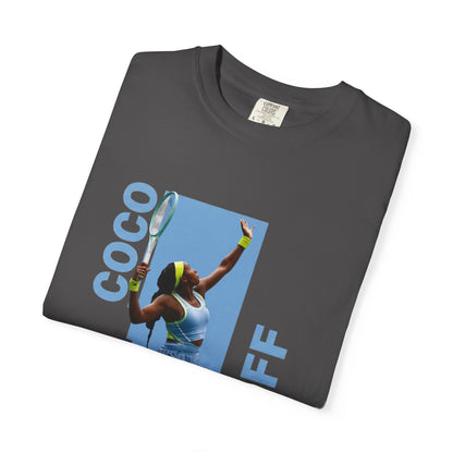 Coco Gauff T-Shirt — Retro Tennis Serve Graphic
